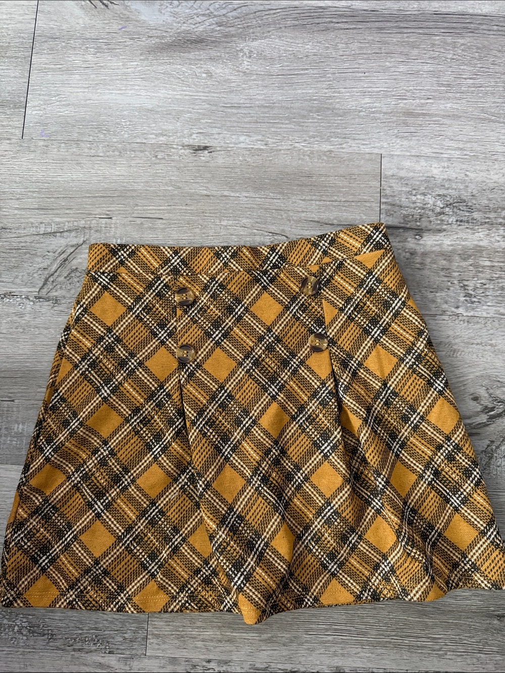 Girls' Plaid A-Line Skirt in Mustard Yellow
